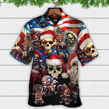 Skull Aloha Hawaiian Shirt For Summer - Skull Xmas US Flag Horror Skeleton Hawaiian Shirt - Perfect Gift For Men, Women, Skull Lover - Amzanimalsgift