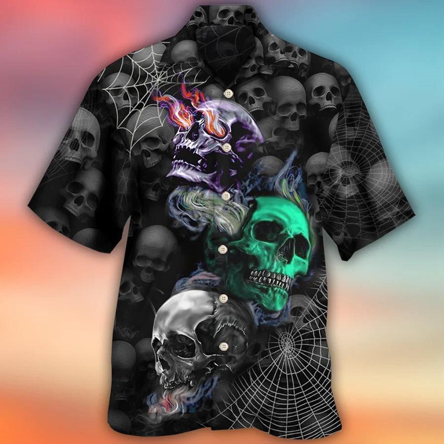 Skull Aloha Hawaiian Shirt For Summer - Stuck Between IDK IDC And IDgaf Hawaiian Shirt - Perfect Gift For Men, Women, Skull Lover - Amzanimalsgift
