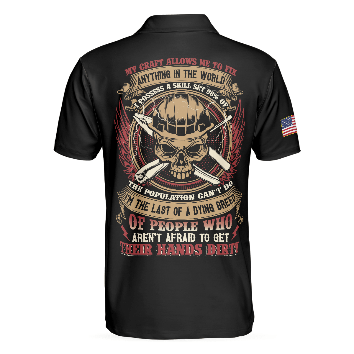 Skull American Flag Electrician Men Polo Shirt, Electrician My Craft Allows Me To Fix Anything Shirt For Men, Gift For Electrician - Amzanimalsgift