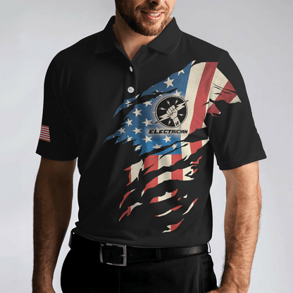 Skull American Flag Electrician Men Polo Shirt, Electrician My Craft Allows Me To Fix Anything Shirt For Men, Gift For Electrician - Amzanimalsgift