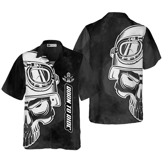 Skull Born To Ride Aloha Hawaiian Shirt For Summer, Cool Hawaiian Shirts Outfit For Men Women, Friend, Team, Cycling Lovers - Amzanimalsgift