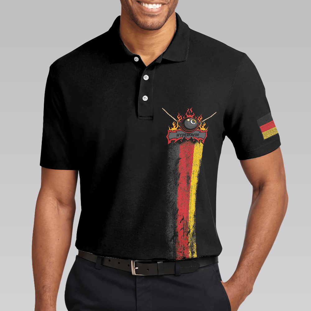 Skull German Flag Master Baiter Golf Men Polo Shirt, Black Wet Paint Skull Polo Shirt, Best Golf Shirt For Men - Amzanimalsgift