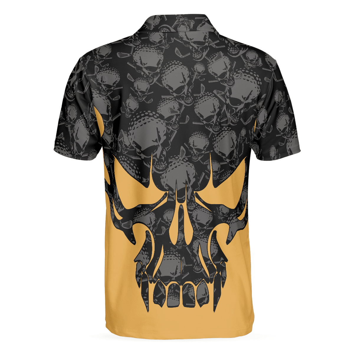Skull Golf Polo Shirt, Black And Yellow Skull Golfing Shirt Design, Best Polo Shirt For Hot Weather - Perfect Gift For Men, Golfers - Amzanimalsgift