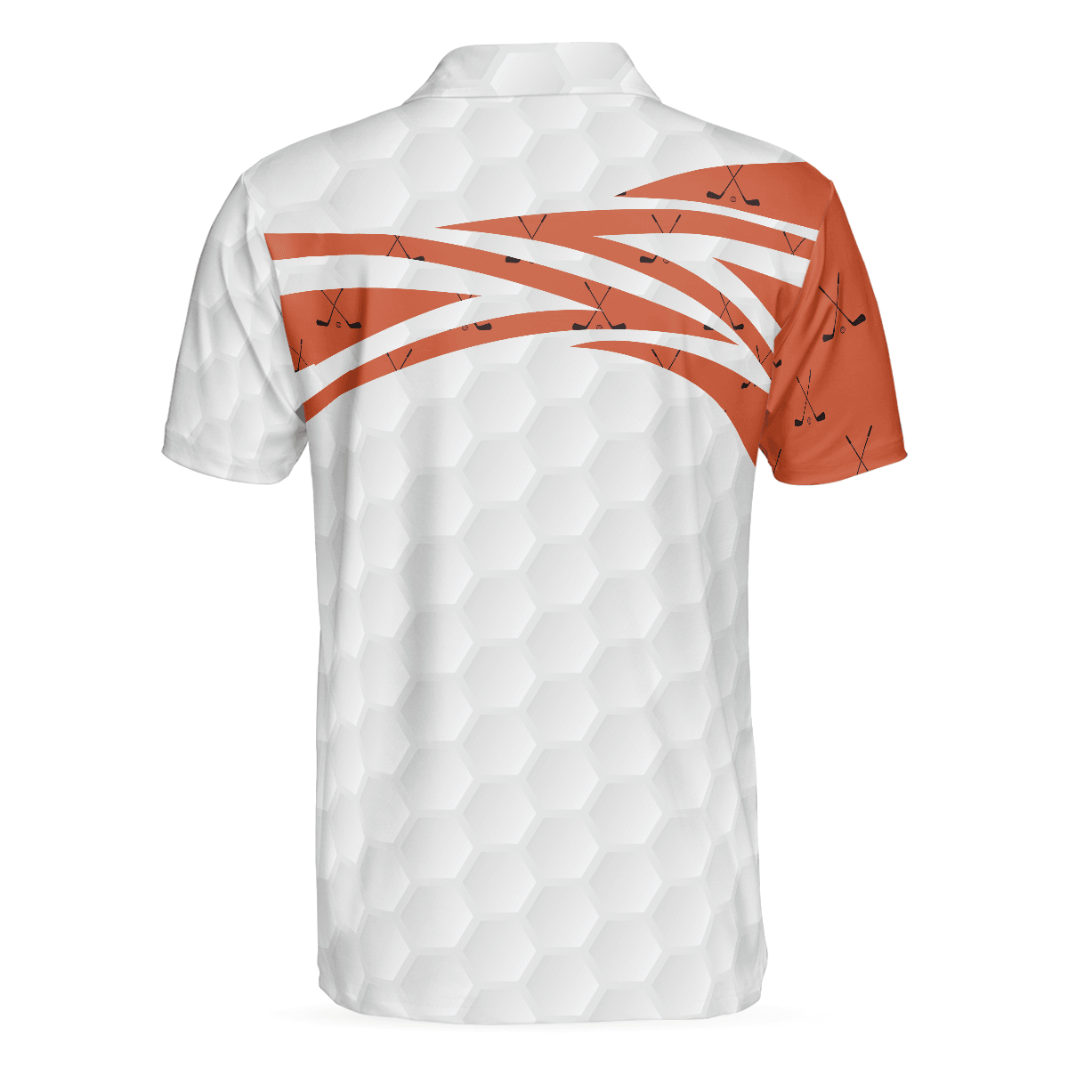 Skull Golfer Seamless Pattern Golf Polo Shirt, White And Orange Golf Shirt For Men, Cool Gift For Golfers - Perfect Gift For Men - Amzanimalsgift