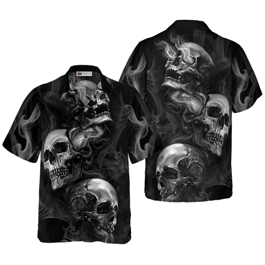 Skull Hawaiian Shirt - Luxury Skull Smoke Aloha Hawaiian Shirt, Colorful Summer Aloha Shirt For Men Women - Gift For Friend, Family, Husband, Wife - Amzanimalsgift