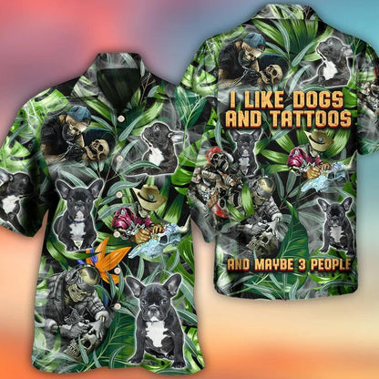 Skull Hawaiian Shirt - Skull And French Bulldog Tatoo Smoke Tropical Aloha For Summer - Perfect Gift For Men, Women, Skull Lover - Amzanimalsgift