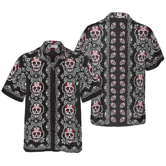 Skull Hawaiian Shirt - Sugar Skull Calavera Pattern Hawaiian Shirt, Colorful Summer Aloha Shirt For Men Women, Gift For Friend, Family, Husband, Wife - Amzanimalsgift