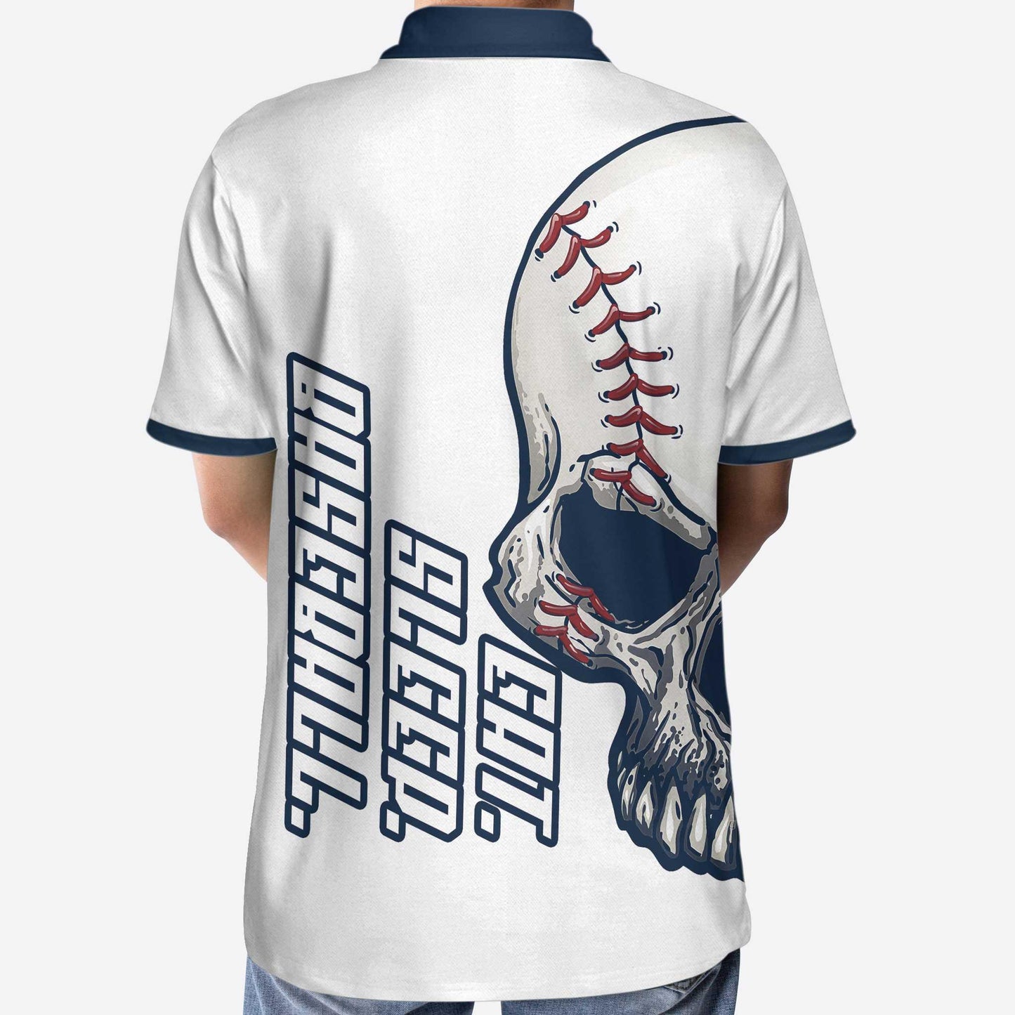 Skull Men Polo Shirt, Eat Sleep Baseball Short Sleeve Polo Shirt, Best Skull Baseball Shirt For Men - Amzanimalsgift