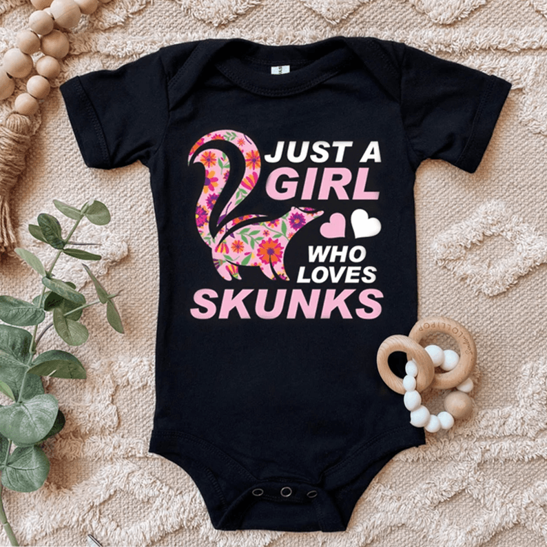 Skunks Baby Onesies, Just A Girl Who Loves Skunks Wildlife Safari Animals Lovers Cute Newborn Onesies - Perfect Gift For Baby, Baby Gift Onesie - Amzanimalsgift