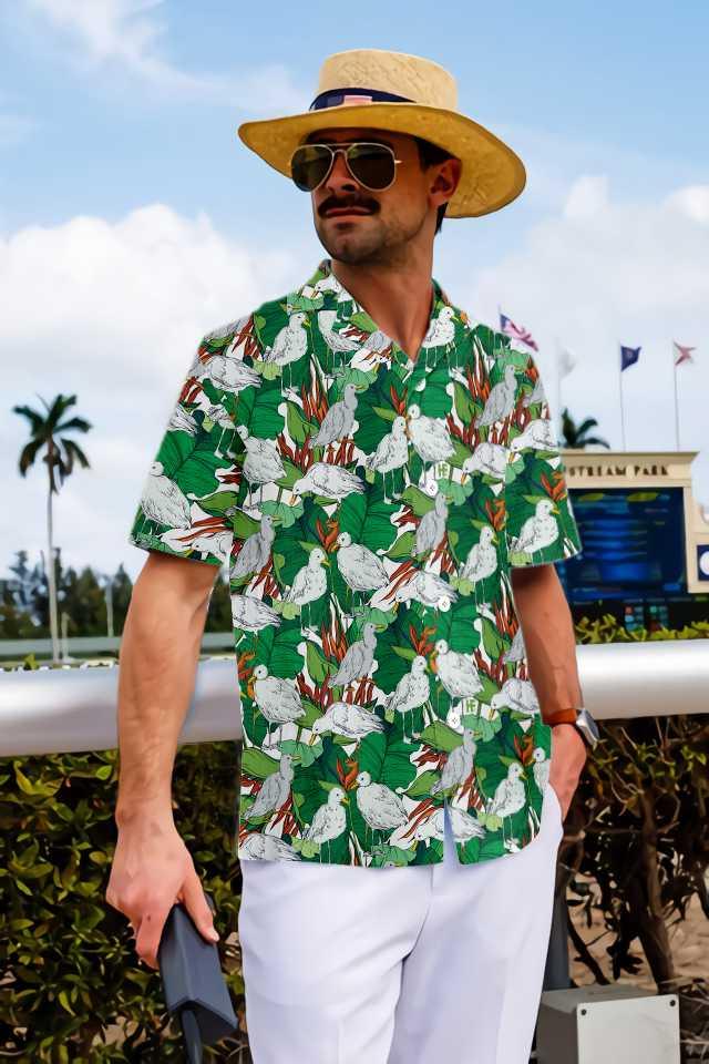 Sky Bird Seagull Hawaiian Shirt, Colorful Summer Aloha Shirts For