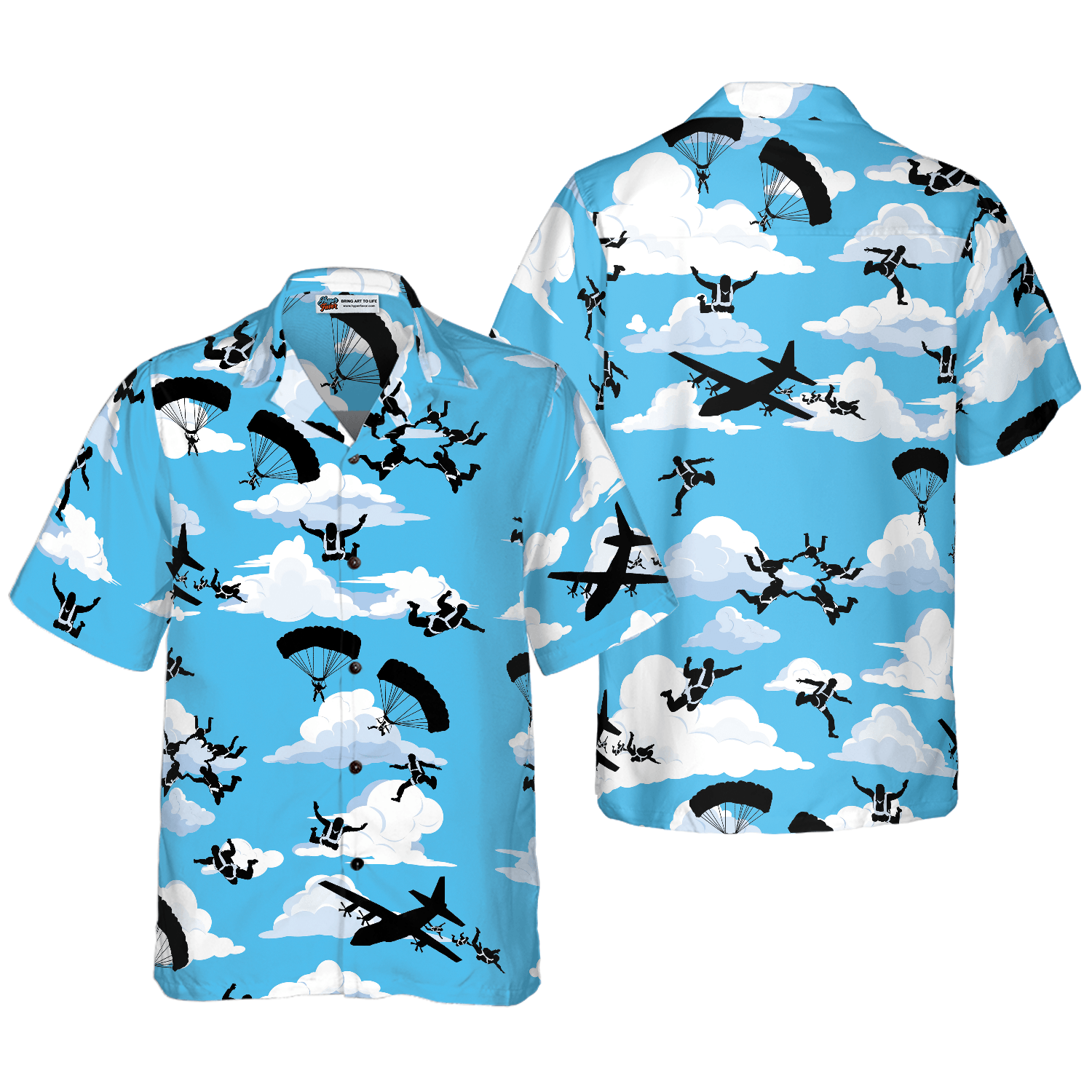 Skydiving Plane Cloud Pattern Hawaiian Shirt, Colorful Summer Aloha Shirt For Men Women, Gift For Friend, Family, Husband, Wife - Amzanimalsgift