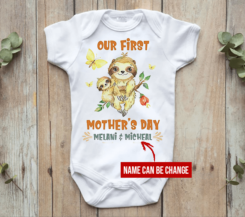 Sloth Baby Onesies, Personalized Mother's Day Matching Tee Gift for Mom and Baby Newborn Onesies - Perfect Gift For Baby, Baby Gift Onesie - Amzanimalsgift