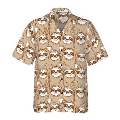 Sloth Hawaiian Shirt, Cute Sloth Seamless Pattern Aloha Shirt For Men - Perfect Gift For Husband, Boyfriend, Friend, Family - Amzanimalsgift