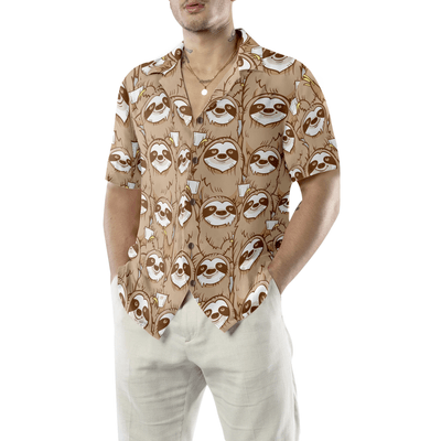 Sloth Hawaiian Shirt, Cute Sloth Seamless Pattern Aloha Shirt For Men - Perfect Gift For Husband, Boyfriend, Friend, Family - Amzanimalsgift