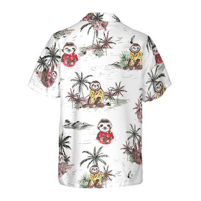 Sloth Hawaiian Shirt, Lazy Sloth, Tropical Palm Tree Aloha Shirt For Men - Perfect Gift For Husband, Boyfriend, Friend, Family - Amzanimalsgift