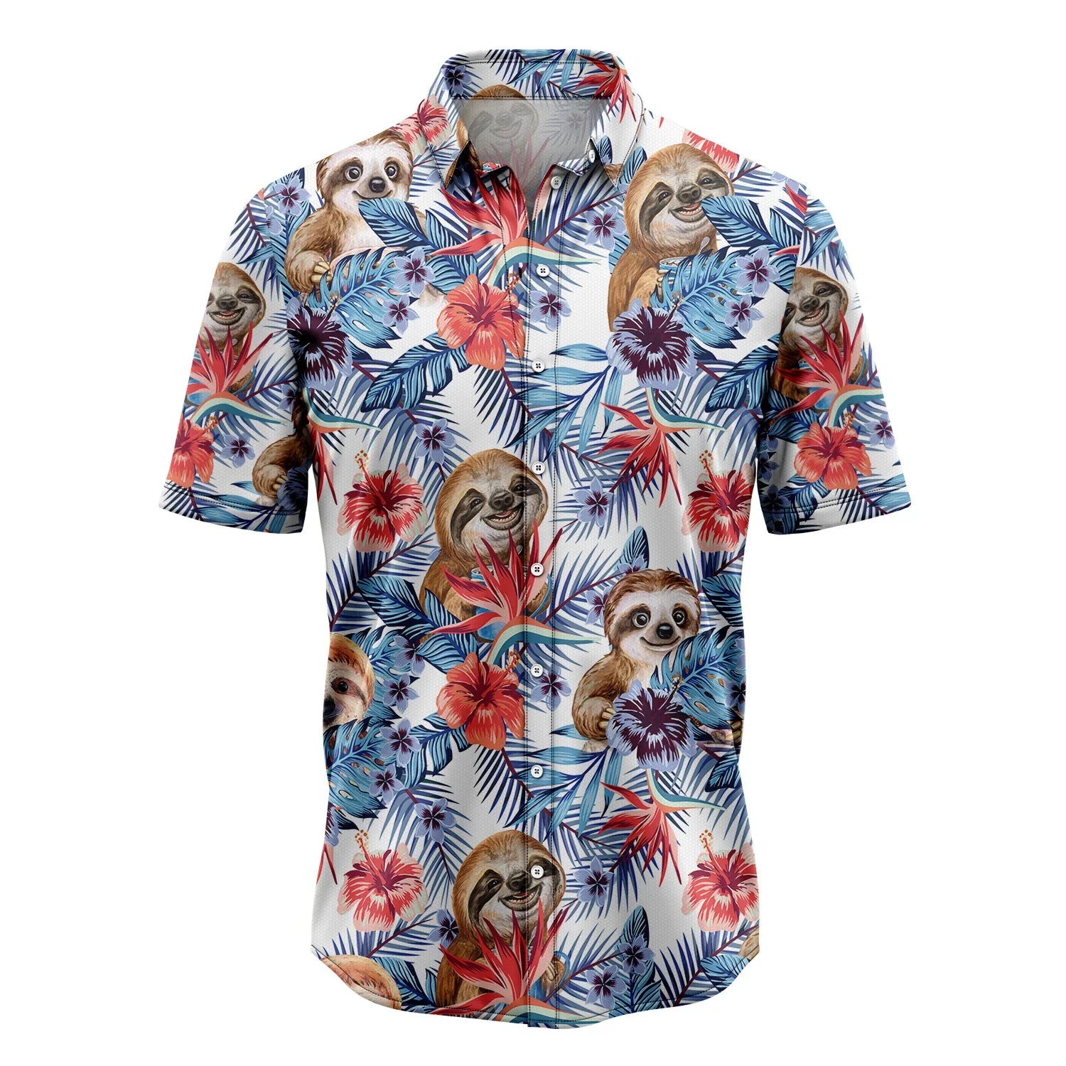 Sloth Hawaiian Shirt, Tropical Sloth Aloha Shirt For Men Women - Perfect Gift For Husband, Boyfriend, Friend, Family, Wife - Amzanimalsgift