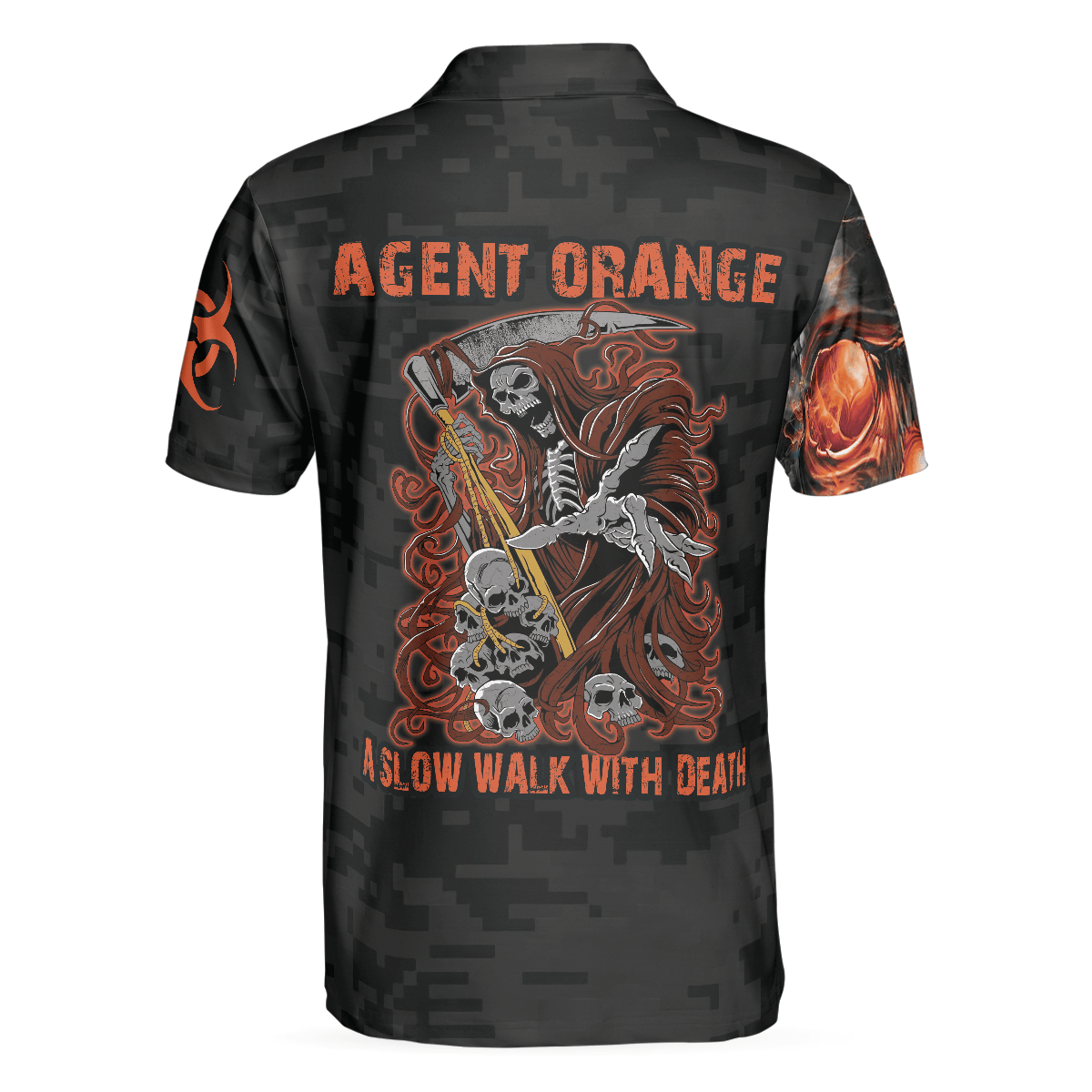 Slow Walk With Death Polo Shirt, Skull Veteran Shirt With Sayings, Best Gift For Retired Veterans - Perfect Gift For Men, Halloween - Amzanimalsgift