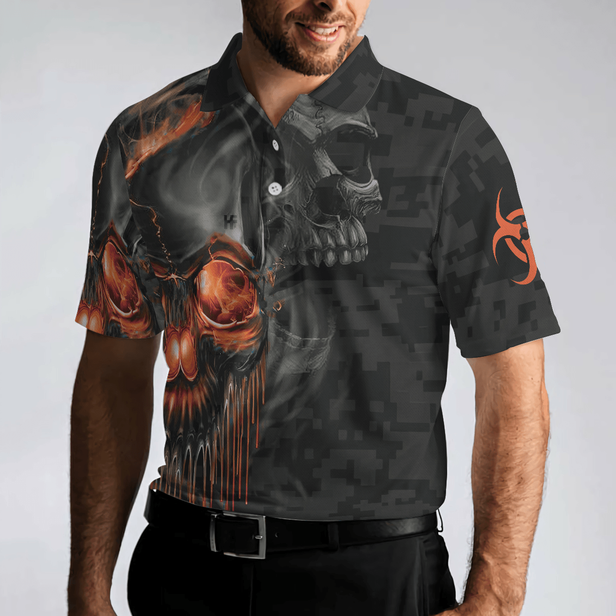 Slow Walk With Death Polo Shirt, Skull Veteran Shirt With Sayings, Best Gift For Retired Veterans - Perfect Gift For Men, Halloween - Amzanimalsgift