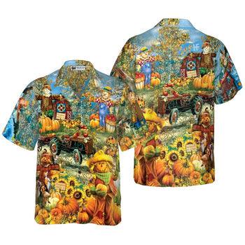 Smiley Pumpkin On The Farm Thanksgiving Hawaiian Shirt, Unique Thanksgiving Gift Idea - Perfect Gift For Lover, Friend, Family - Amzanimalsgift