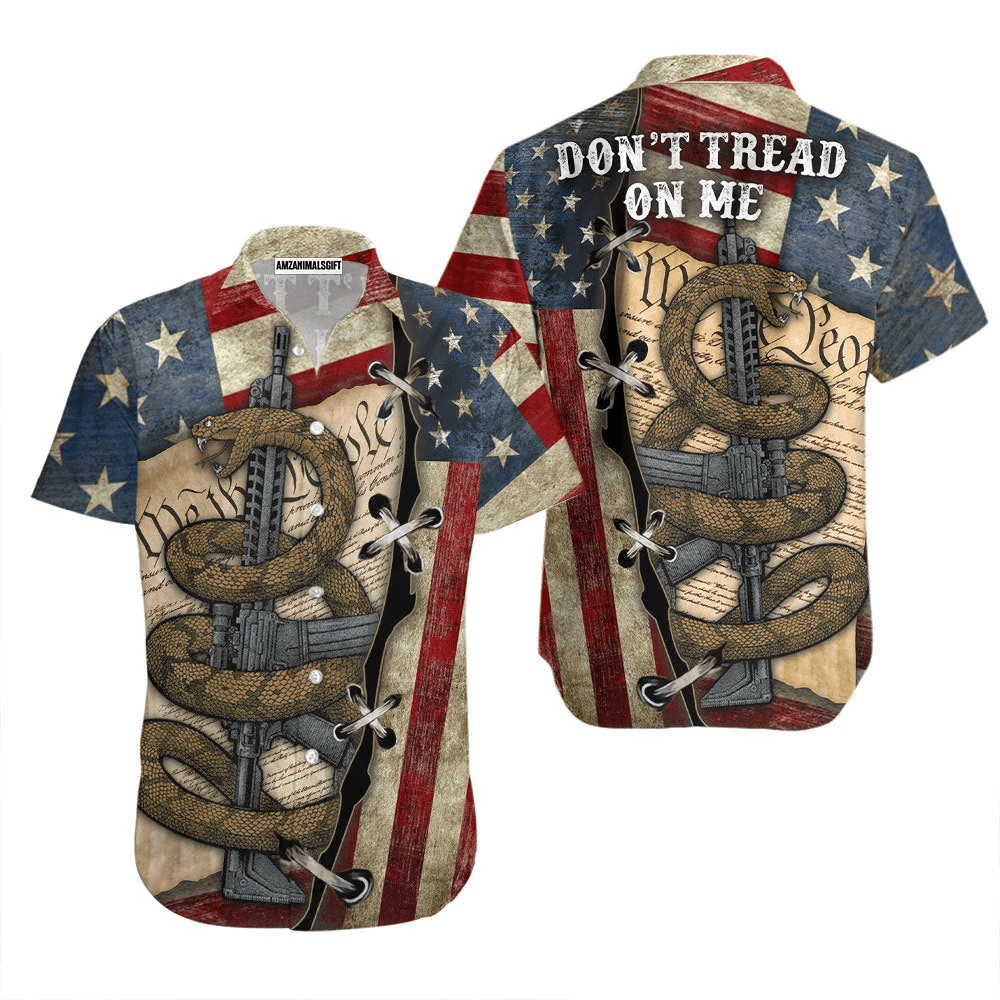 Snake American Flag Don't Tread On Me Aloha Hawaiian Shirts For Men Women, 4th July Gift For Summer, Friend, Family, Independence Day - Amzanimalsgift