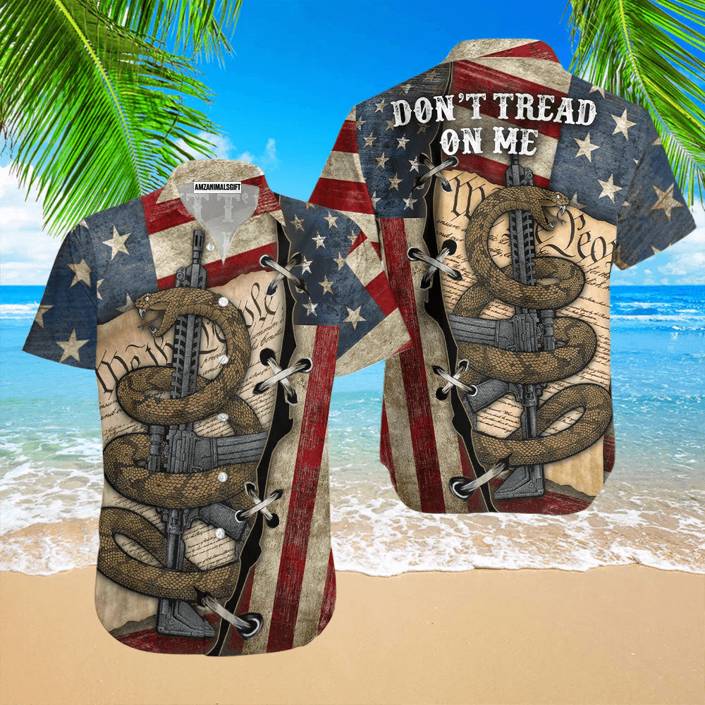 Snake American Flag Don't Tread On Me Aloha Hawaiian Shirts For Men Women, 4th July Gift For Summer, Friend, Family, Independence Day - Amzanimalsgift
