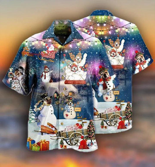 Snowdog Aloha Hawaii Shirt - Snowdog Merry Christmas Night Funny Hawaiian Shirt For Summer - Perfect Gift For Dog Lovers, Friend, Family - Amzanimalsgift