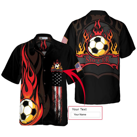 Soccer Flame Custom Name Hawaiian Shirt, Personalized Colorful Summer Aloha Shirt For Men Women, Perfect Gift For Friend, Soccer Lovers, Soccer Team - Amzanimalsgift
