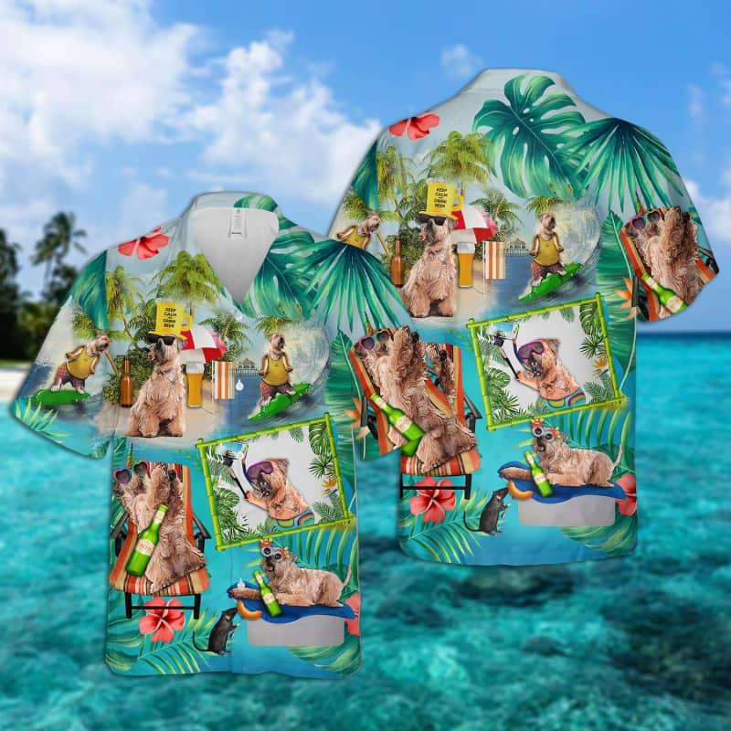 Soft Coated Wheaten Terrier Hawaiian Shirt, Dog Surfing Hawaiian Shirt For Men- Perfect Gift For Dog Lovers, Husband, Boyfriend, Friend, Family - Amzanimalsgift