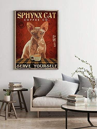 Sphynx Cat Serve Yourself, Funny Sphynx Cat - Matte Canvas, Wall Decor Visual Art - Gift For Family, Friends, Cat Lovers - Amzanimalsgift