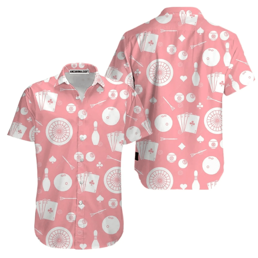 Sport Aloha Hawaiian Shirts For Summer, Billiards Bowling Darts Cards Pink Hawaiian Shirt Outfits For Men Women, Gift For Friend, Sport Lovers - Amzanimalsgift