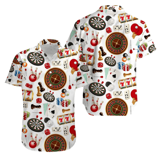 Sport Aloha Hawaiian Shirts For Summer, Darts Billiards Bowling Cards Game White Hawaiian Shirt Outfits For Men Women, Gift For Friend, Sport Lovers - Amzanimalsgift