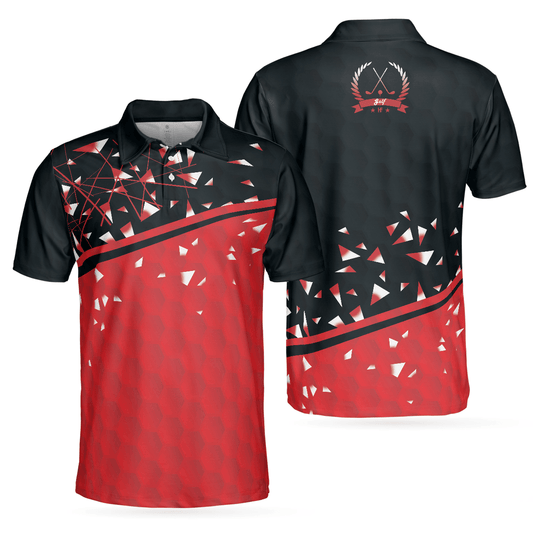 Sporty Golf Breaker Red And Black Golf Polo Shirt, Red And White Triangle Pattern Shirt Design, Best Golf Gift Idea - Amzanimalsgift