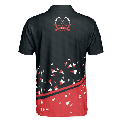 Sporty Golf Breaker Red And Black Golf Polo Shirt, Red And White Triangle Pattern Shirt Design, Best Golf Gift Idea - Amzanimalsgift