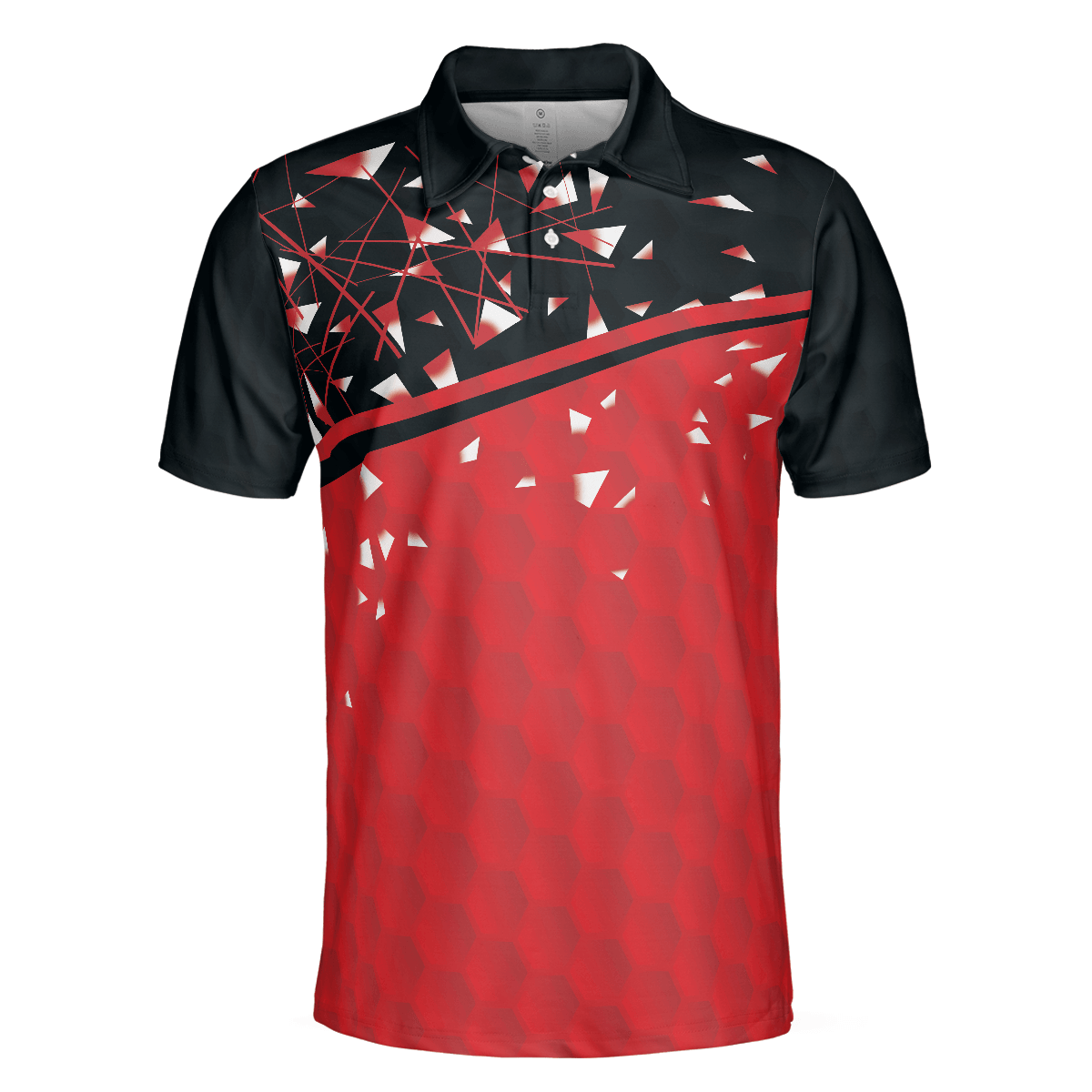 Sporty Golf Breaker Red And Black Golf Polo Shirt, Red And White Triangle Pattern Shirt Design, Best Golf Gift Idea - Amzanimalsgift