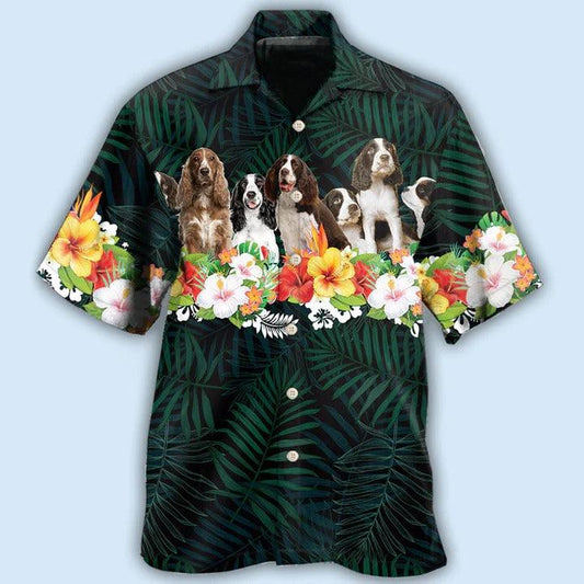 Springer Spaniel Aloha Hawaii Shirt - Dog Green Tropical Floral Hawaiian Shirt For Summer - Perfect Gift For Dog Lovers, Friend, Family - Amzanimalsgift