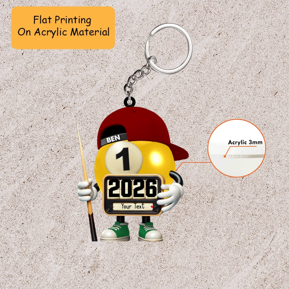 Personalized Christmas Billiard Ornament, Billiard Ball Calender, Custom Ornament Christmas Gift, Keychain Billiard Christmas, Car Ornament Billiard Christmas