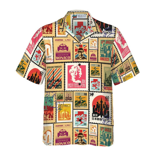 Stamps Cities World Vintage Travel Hawaiian Shirt - Perfect Gift For Lover, Friend, Family - Amzanimalsgift