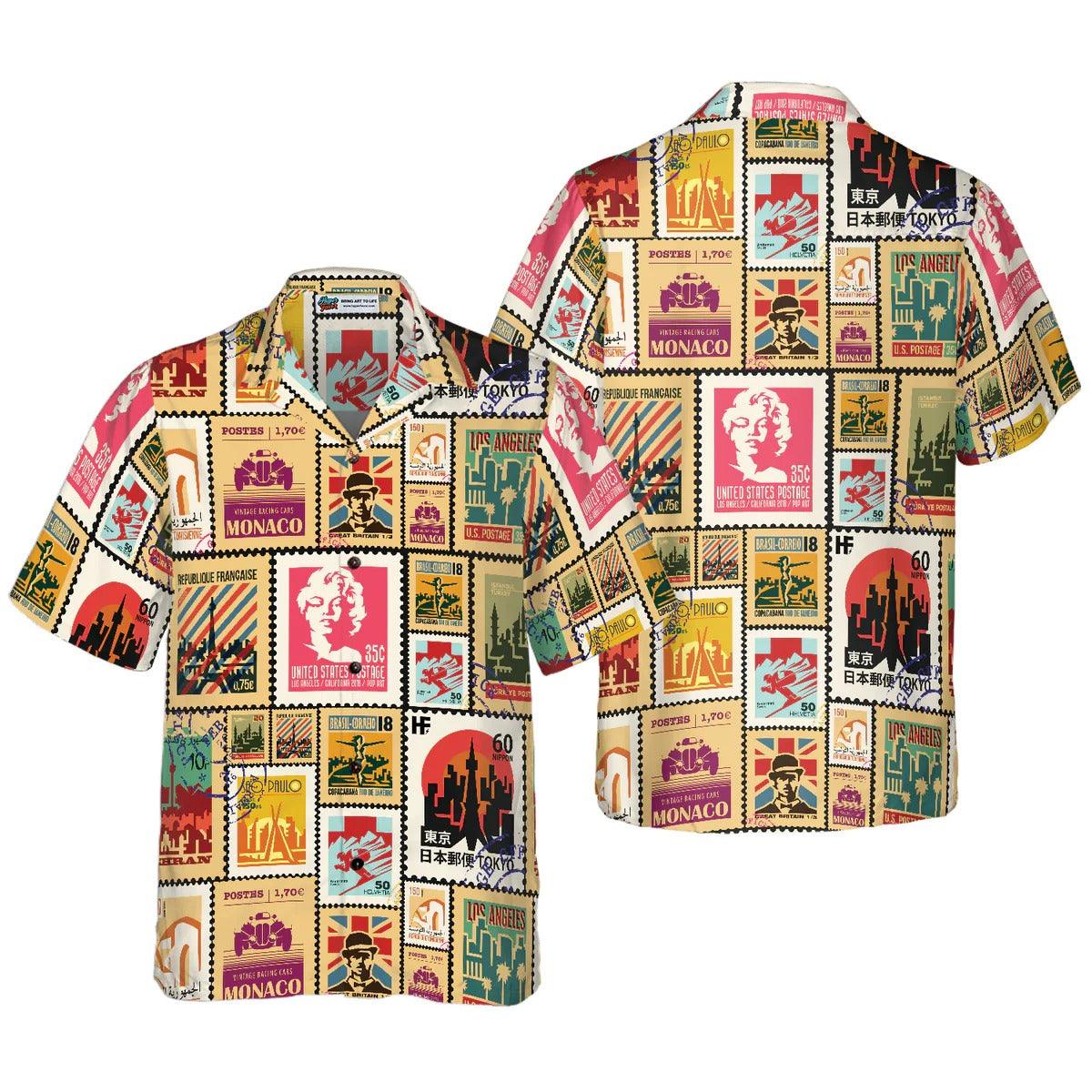Stamps Cities World Vintage Travel Hawaiian Shirt - Perfect Gift For Lover, Friend, Family - Amzanimalsgift