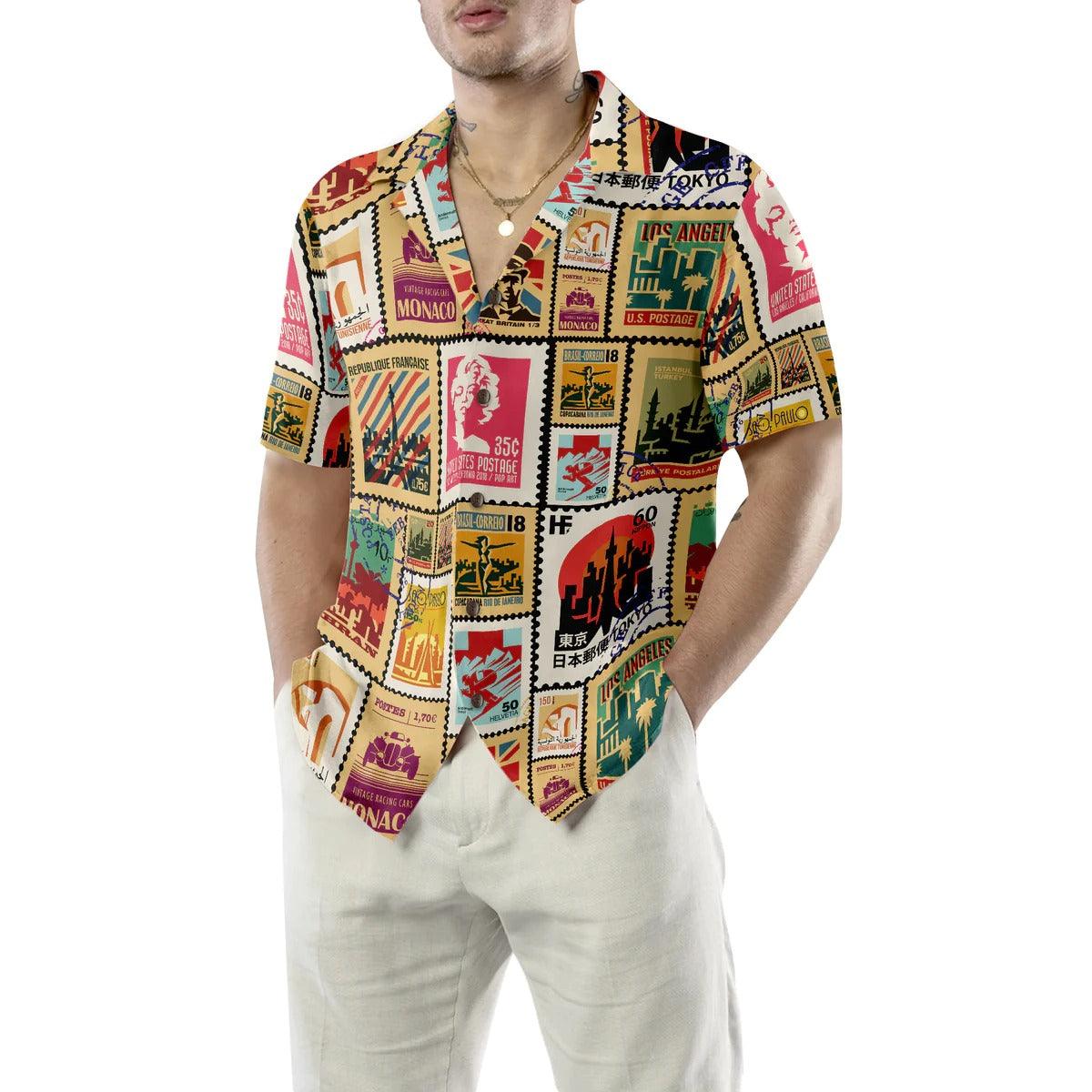 Stamps Cities World Vintage Travel Hawaiian Shirt - Perfect Gift For Lover, Friend, Family - Amzanimalsgift