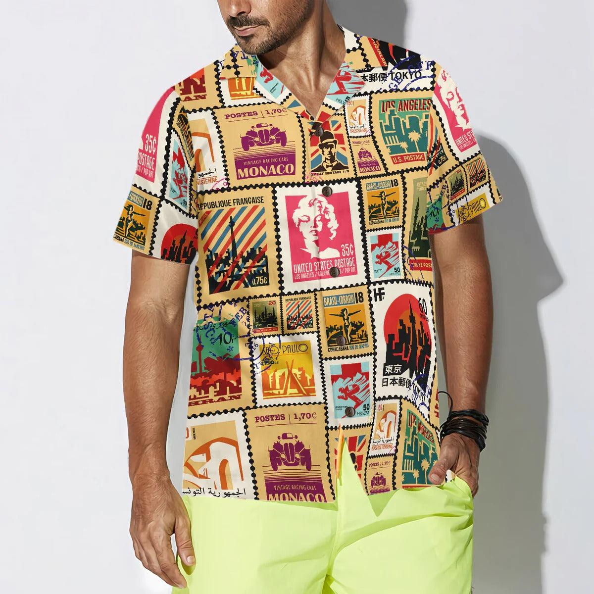 Stamps Cities World Vintage Travel Hawaiian Shirt - Perfect Gift For Lover, Friend, Family - Amzanimalsgift