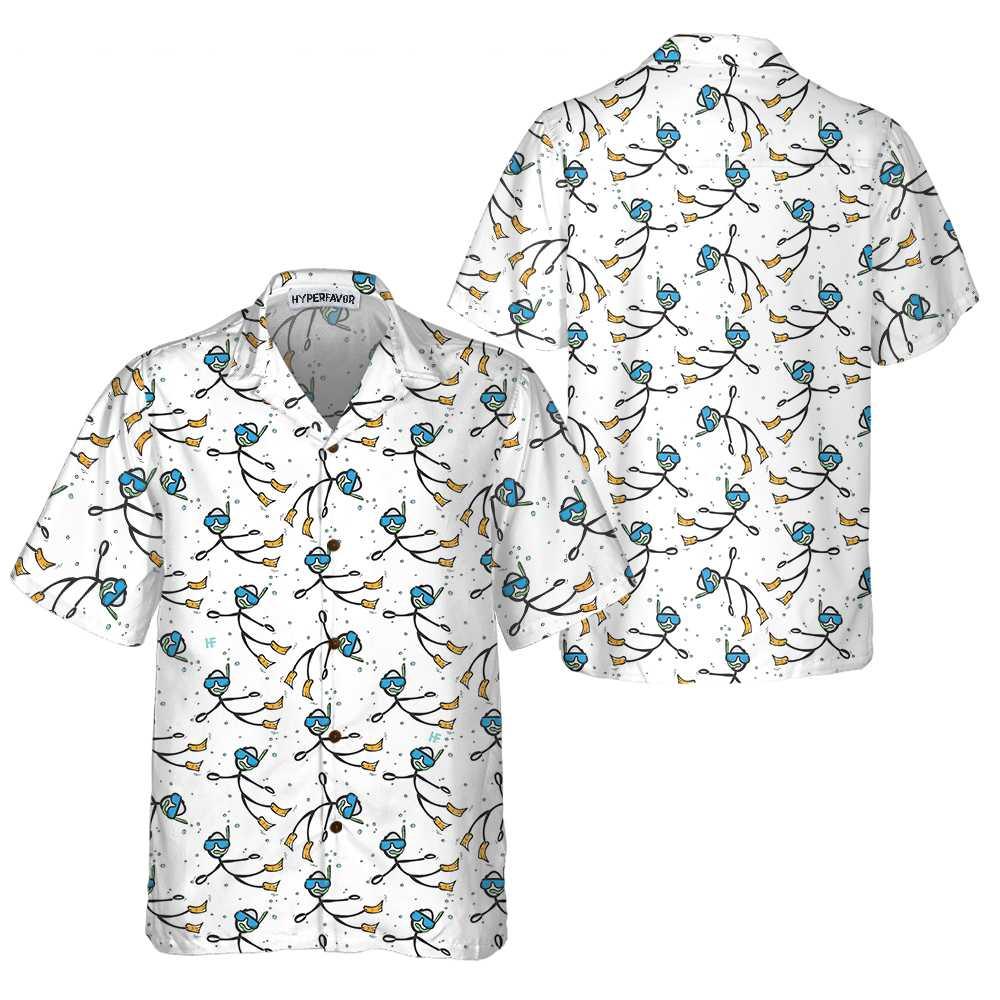 Stickfigures Scuba Diving Aloha Hawaiian Shirt For Summer, Scuba Diving Hawaiian Shirt For Men Women Adults, Best Gift For Friend, Scuba Diving Lovers - Amzanimalsgift