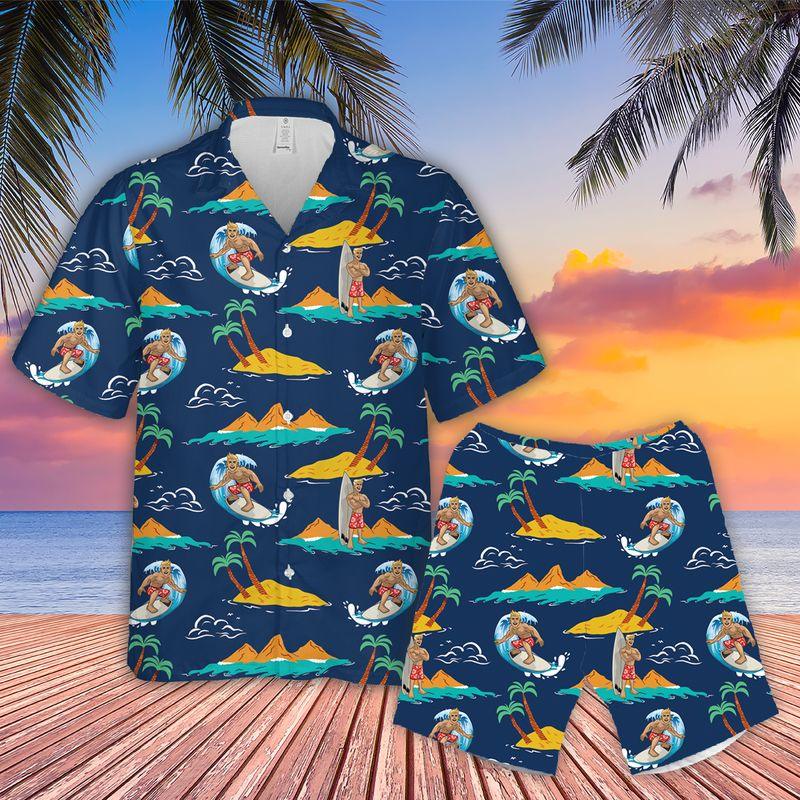 Surfing Aloha Hawaiian Shirts For Summer, Paradise Surfer Sea Palm Tree Pattern Hawaiian Set Outfit For Men Women, Gift For Friend, Team, Family - Amzanimalsgift