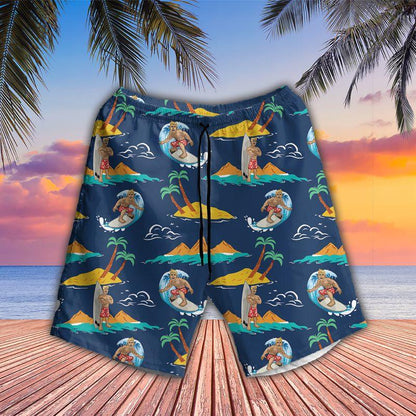 Surfing Aloha Hawaiian Shirts For Summer, Paradise Surfer Sea Palm Tree Pattern Hawaiian Set Outfit For Men Women, Gift For Friend, Team, Family - Amzanimalsgift