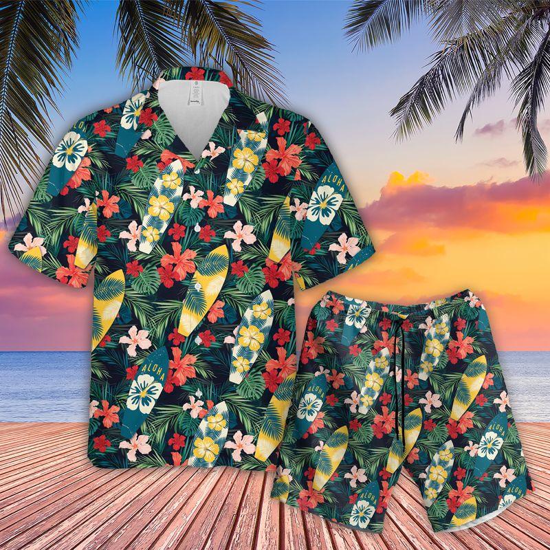 Surfing Aloha Hawaiian Shirts For Summer - Surf Tropical Hawaiian Set Vacation Outfits For Men Women - Gift For Surfing Lovers, Friend, Family - Amzanimalsgift