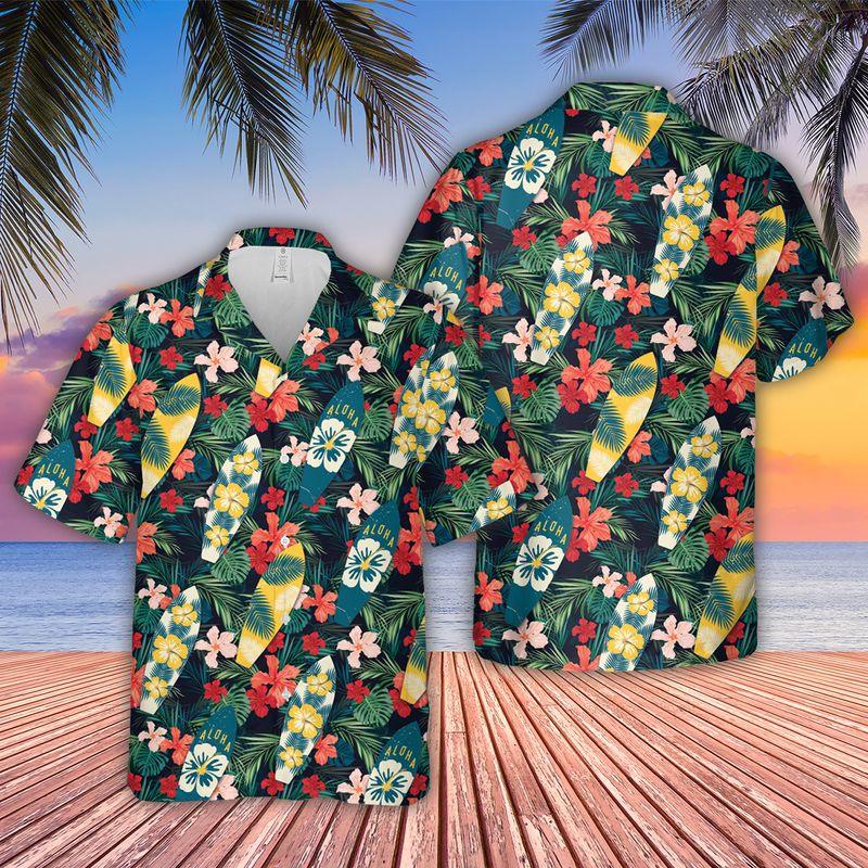 Surfing Aloha Hawaiian Shirts For Summer - Surf Tropical Hawaiian Set Vacation Outfits For Men Women - Gift For Surfing Lovers, Friend, Family - Amzanimalsgift