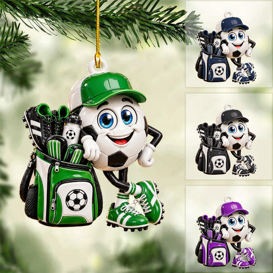 Personalized Soccer Christmas Ornament, Soccer Mascot Cute, Custom Ornament Christmas Gift, Keychain Soccer, Car Ornament Soccer