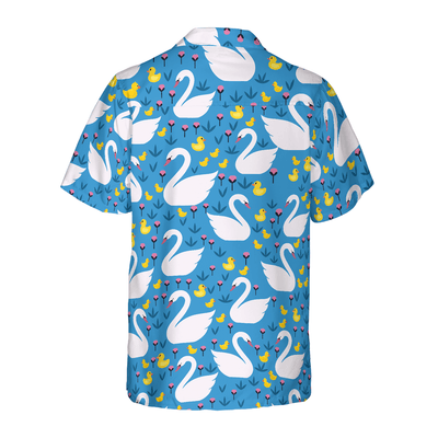 Swans And Ducks Swimming Hawaiian Shirt, White Swans Aloha Shirt For Men - Perfect Gift For Husband, Boyfriend, Friend, Family - Amzanimalsgift