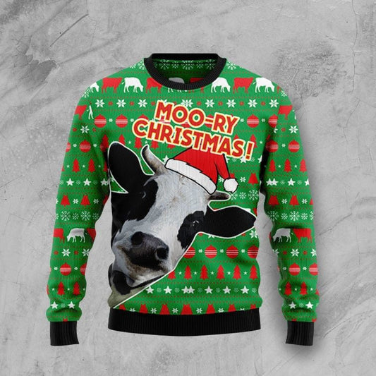 Moo-ry Dairy Cow Ugly Christmas Sweater, Perfect Gift And Outfit For Christmas, Winter, New Year Of Texas Lovers