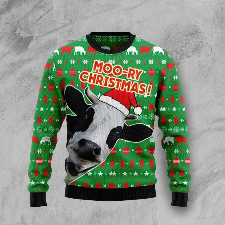 Moo-ry Dairy Cow Ugly Christmas Sweater, Perfect Gift And Outfit For Christmas, Winter, New Year Of Texas Lovers