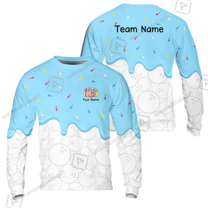 Customized Bowling Jersey Shirt, Ice Cream Sweet Melting Drip Bowling, Custom Bowling Team Shirt With Name and Team Name